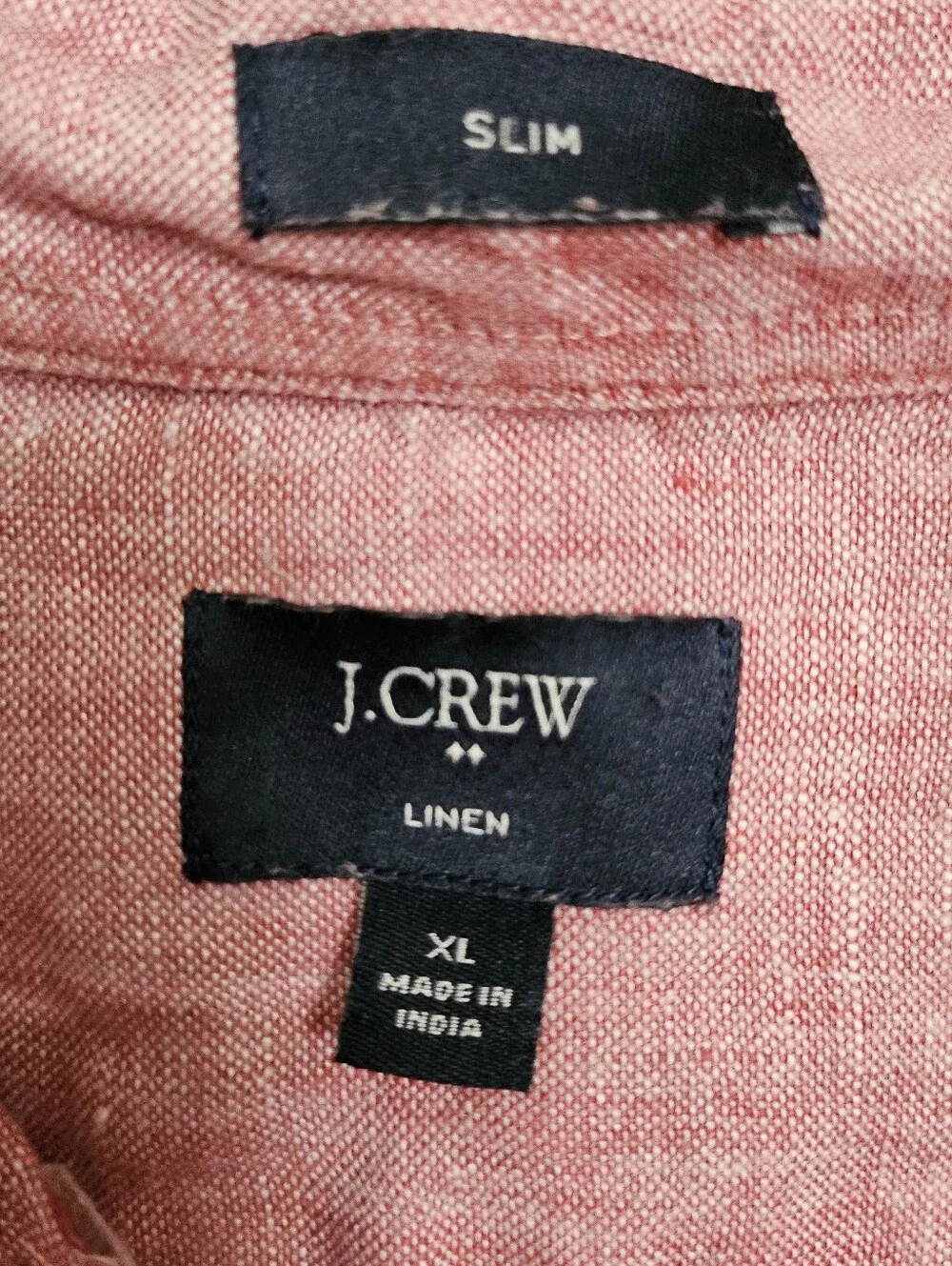 J.Crew 100% Linen Button Front Shirt Men's XL Pink Slim Fit Long Sleeve.